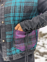 Load image into Gallery viewer, Manteau grunge denim X laine