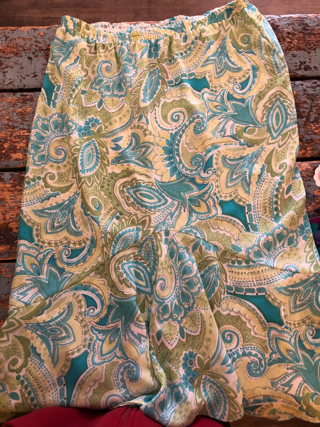Jupe turquoise et verte