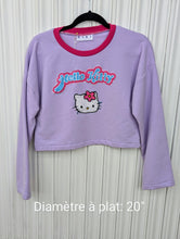 Charger l&#39;image dans la galerie, baba, vêtement fait main, quebec, artisan, local, mode consciente, crewneck, hello kitty, vert, lilas
