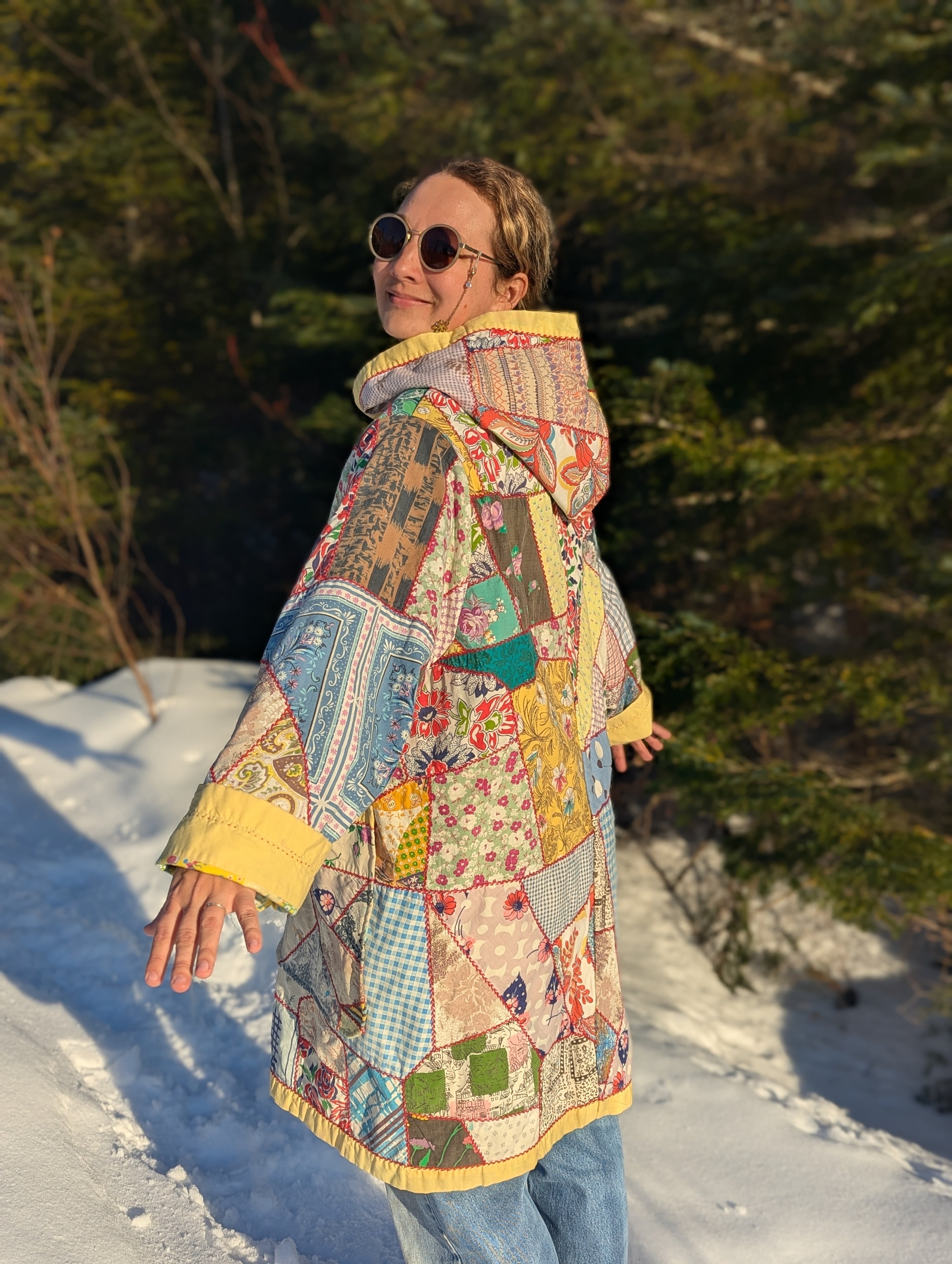 baba, vêtement fait main, mode consciente, artisan, québec, côte de beaupré, manteau,quilt