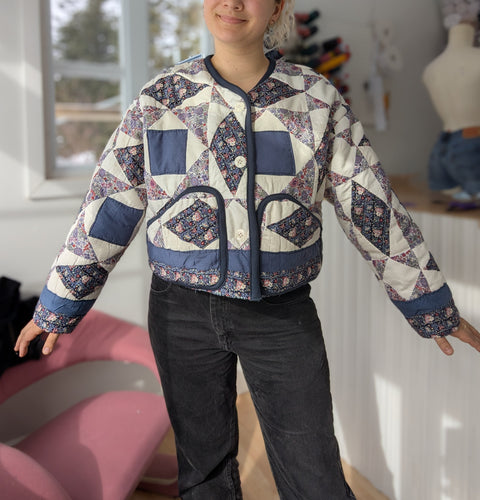 baba, vêtement fait main, quebec, artisan, local, mode consciente, quilt, printemps, manteau