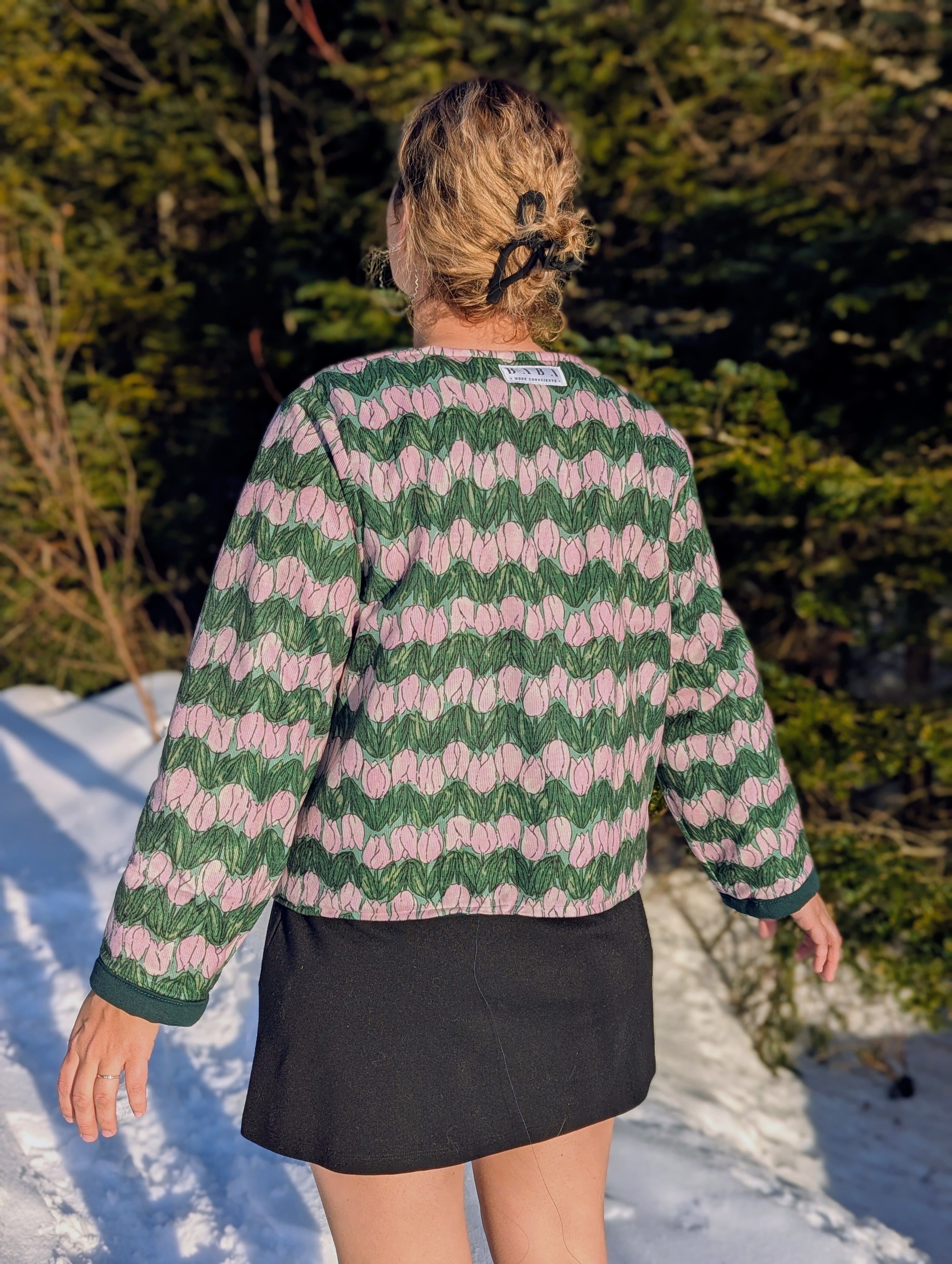 baba, vêtement fait main, mode consciente, artisan, québec, côte de beaupré, veste, réversible