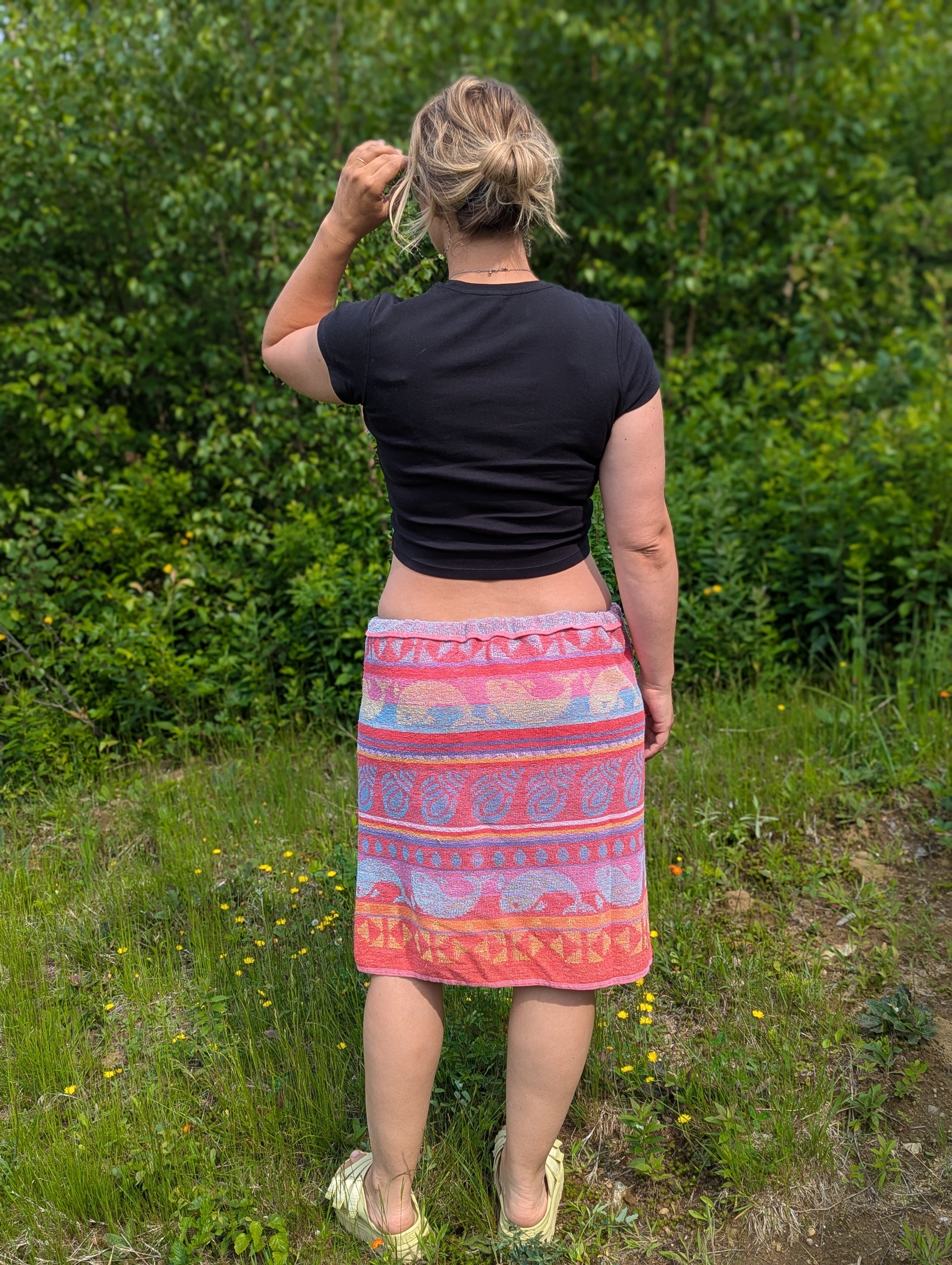 baba, vêtement fait main, mode consciente, artisan, québec, côte de beaupré, jupe, été, serviette

