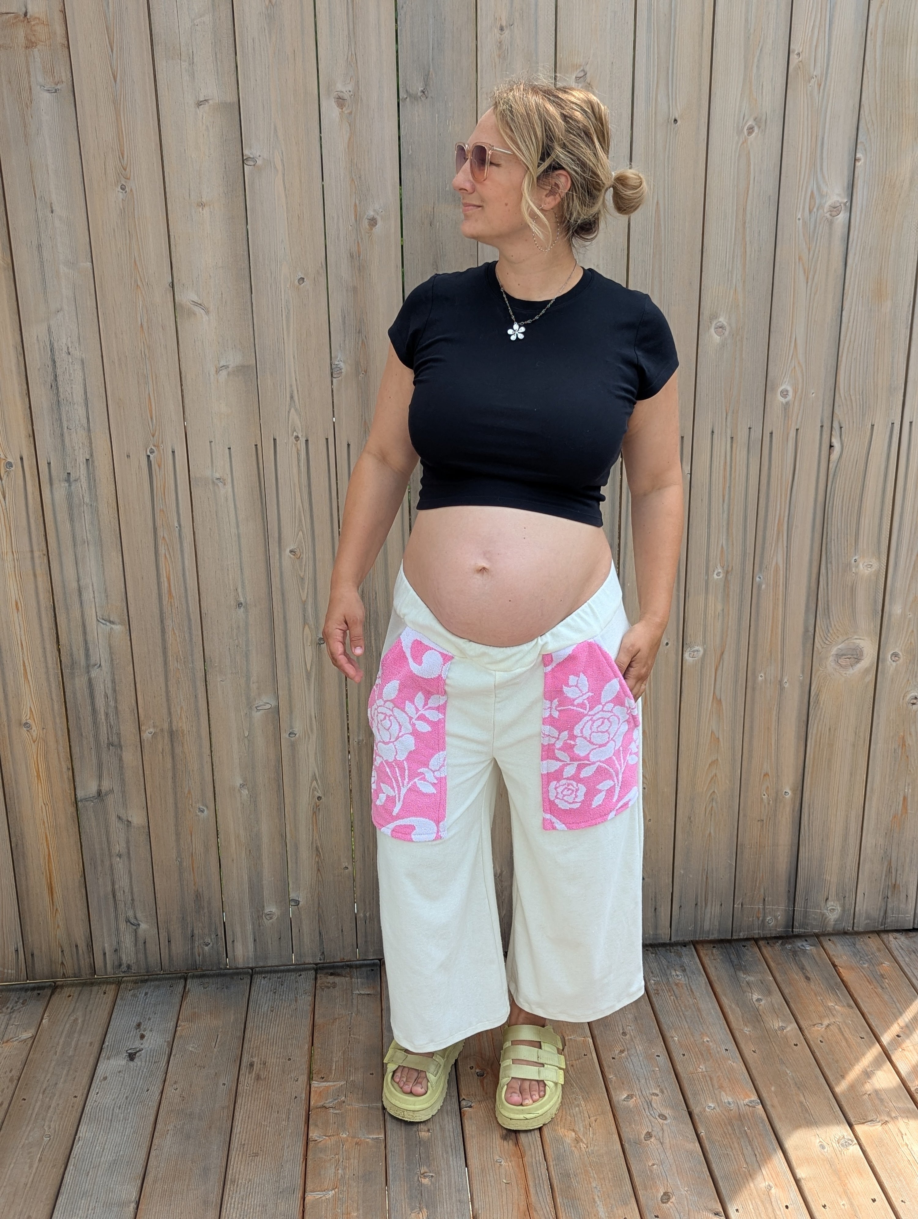 baba, vêtement fait main, mode consciente, artisan, québec, côte de beaupré, pantalon, été, serviette
