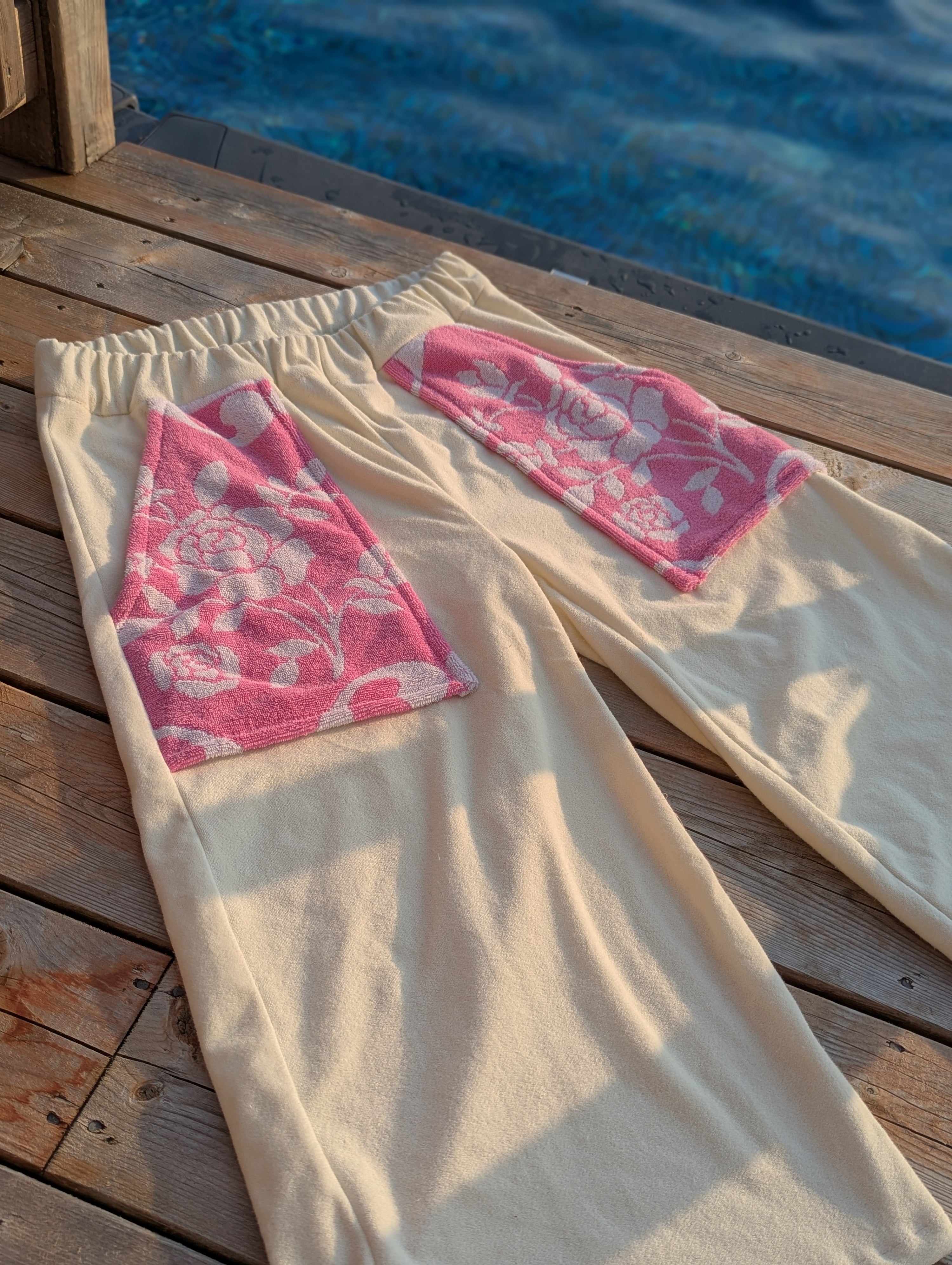 baba, vêtement fait main, mode consciente, artisan, québec, côte de beaupré, pantalon, été, serviette
