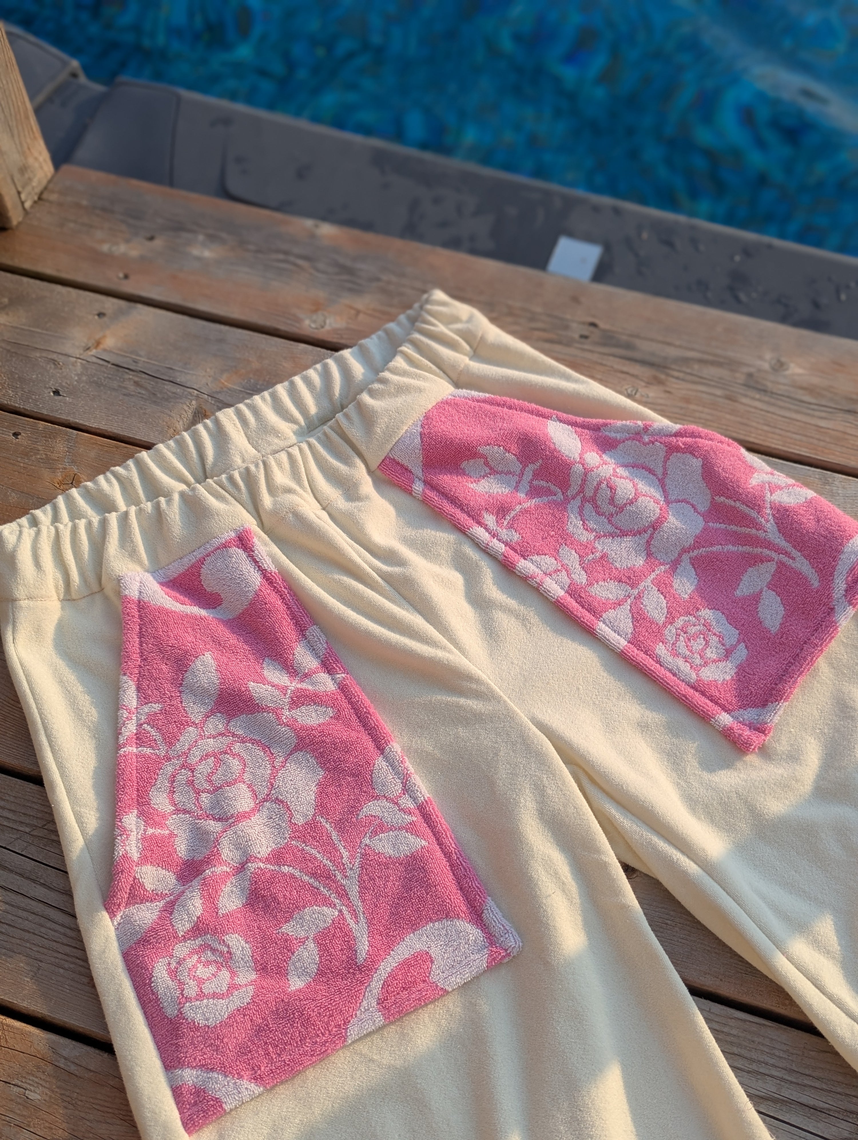 baba, vêtement fait main, mode consciente, artisan, québec, côte de beaupré, pantalon, été, serviette
