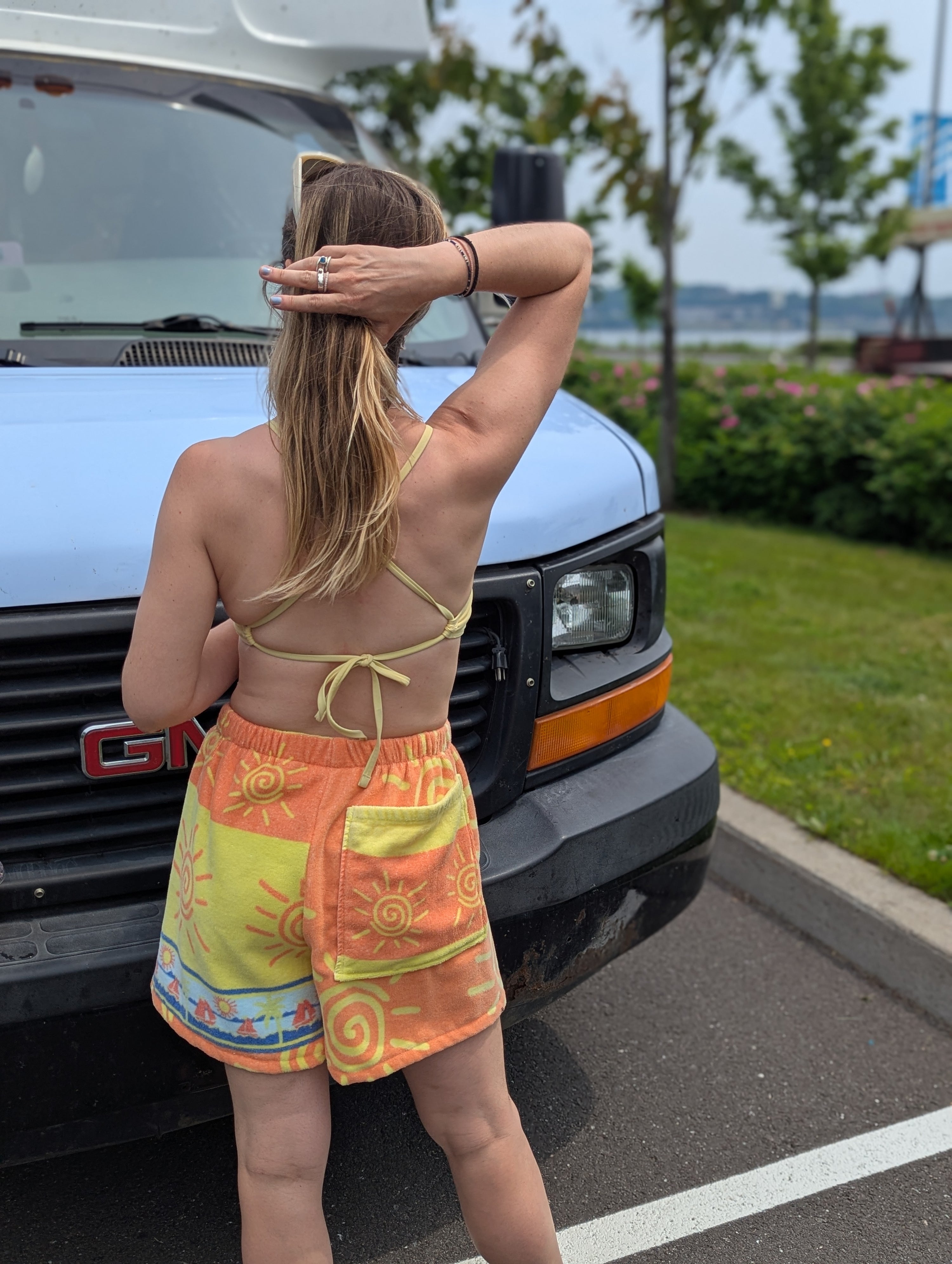 baba, vêtement fait main, mode consciente, artisan, québec, côte de beaupré, short, été, serviette
